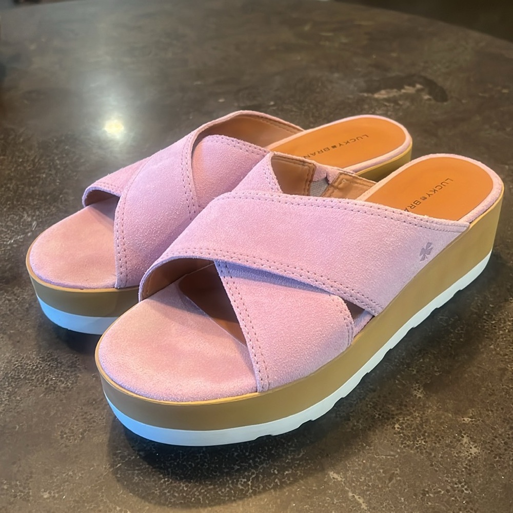 Lucky Brand Women's Vebony Platform Slide Sandal Platform, lavender Size 8M